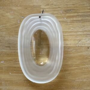 Vintage Frosted Glass Chandelier Prism Oval Drop MCM Replacement 3.5"